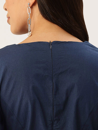 Puff Sleeve Fit & Flare Midi Dress